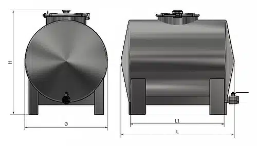 Dimensions des cuves transport horizontales